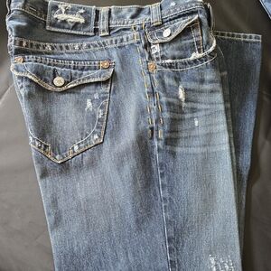 MEK Men's Bootcut Jeans in Faded Blue Denim